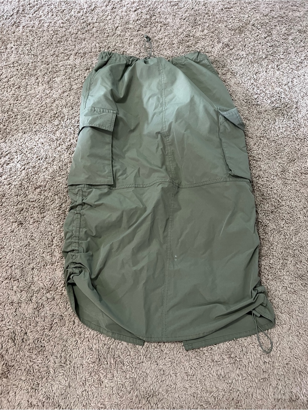 Love Tree Olive Green Cargo Midi Skirt